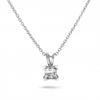 Gargantilla - 1.00 quilates colgante solitario en platino con diamante talla princesa
