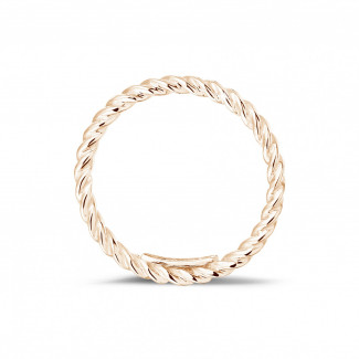 Anillos apilables - Anillo trenzado de combinación en oro rojo