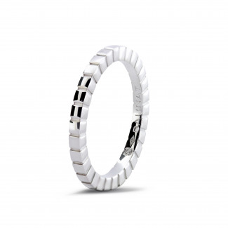 Anillo cuadros de combinación en oro blanco