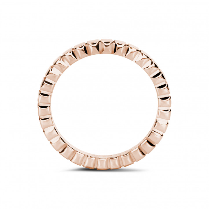 Anillo cuadros de combinación en oro rojo