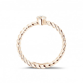 Anillos apilables - 0.04 quilates anillo trenzado de diamantes de combinación en oro rojo