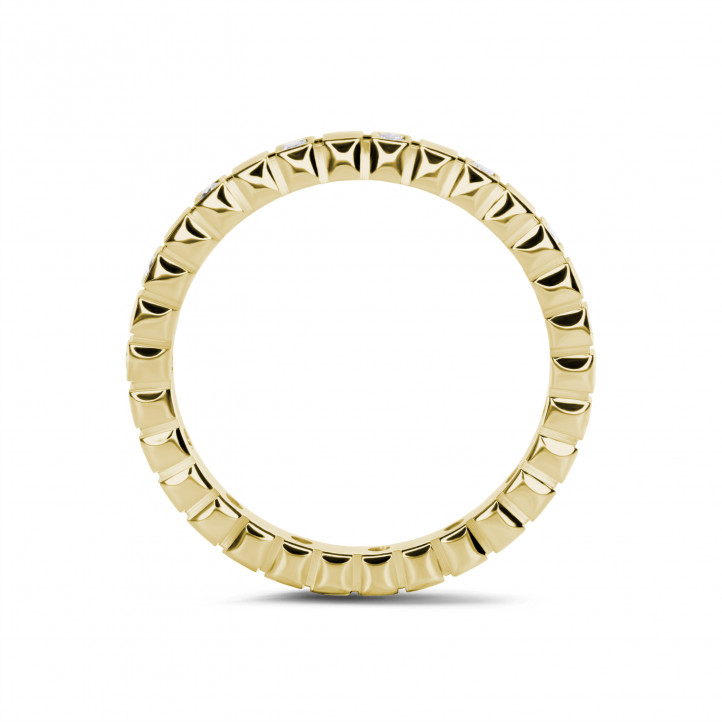 0.07 quilates anillo cuadros de diamantes de combinación en oro amarillo