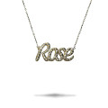 Gargantilla personalizada con nombre en oro de 18 qt con diamantes redondos
