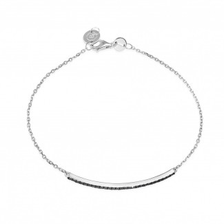 Pulseras - 0.25 quilates pulsera fina en oro blanco con diamantes negros