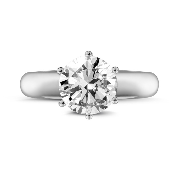2.00 quilates anillo solitario diamante con 6 uñas en oro blanco