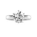 2.50 quilates anillo solitario diamante con 6 uñas en oro blanco