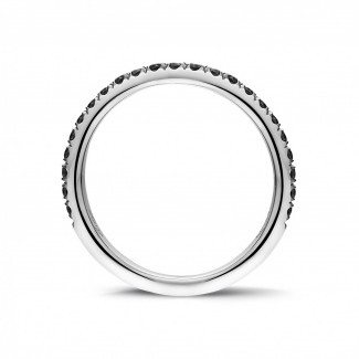 Anillo de compromiso hombre - 0.35 quilates alianza (media banda) en oro blanco con diamantes negros