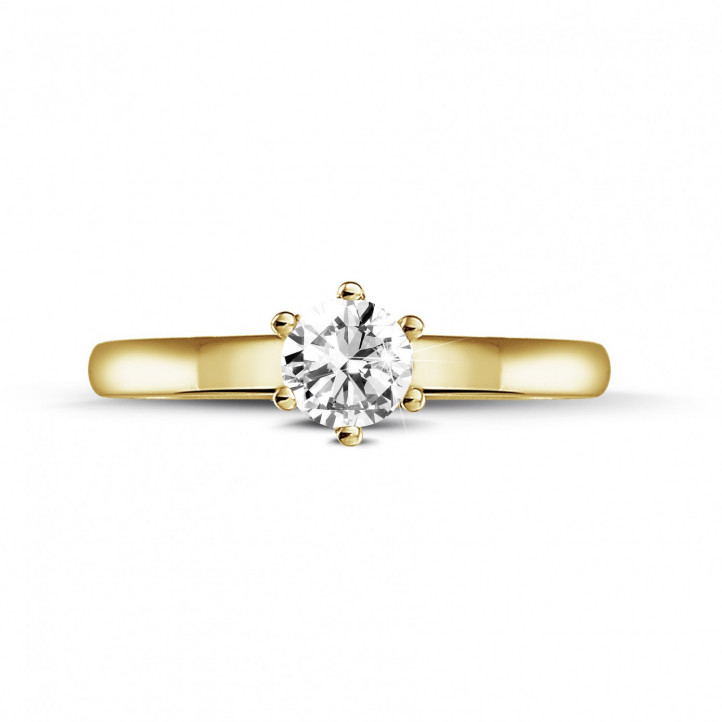 0.30 quilates anillo solitario diamante con 6 uñas en oro amarillo