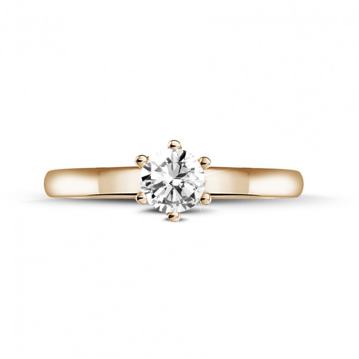 0.30 quilates anillo solitario diamante con 6 uñas en oro rojo