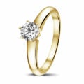 0.50 quilates anillo solitario diamante con 6 uñas en oro amarillo