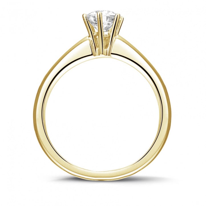 0.50 quilates anillo solitario diamante con 6 uñas en oro amarillo