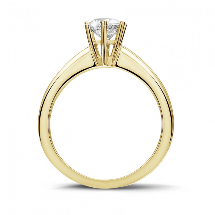 0.70 quilates anillo solitario diamante con 6 uñas en oro amarillo