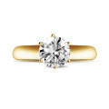 1.25 quilates anillo solitario diamante con 6 uñas en oro amarillo