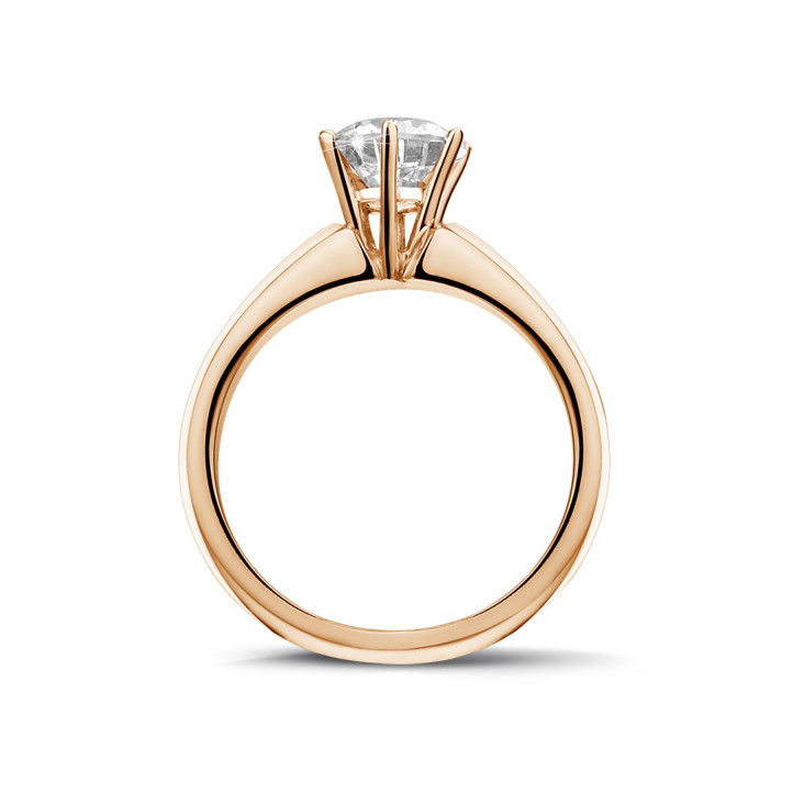1.25 quilates anillo solitario diamante con 6 uñas en oro rojo