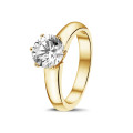 1.50 quilates anillo solitario diamante con 6 uñas en oro amarillo
