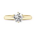 1.50 quilates anillo solitario diamante con 6 uñas en oro amarillo