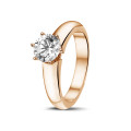 0.90 quilates anillo solitario diamante con 6 grapas en oro rojo
