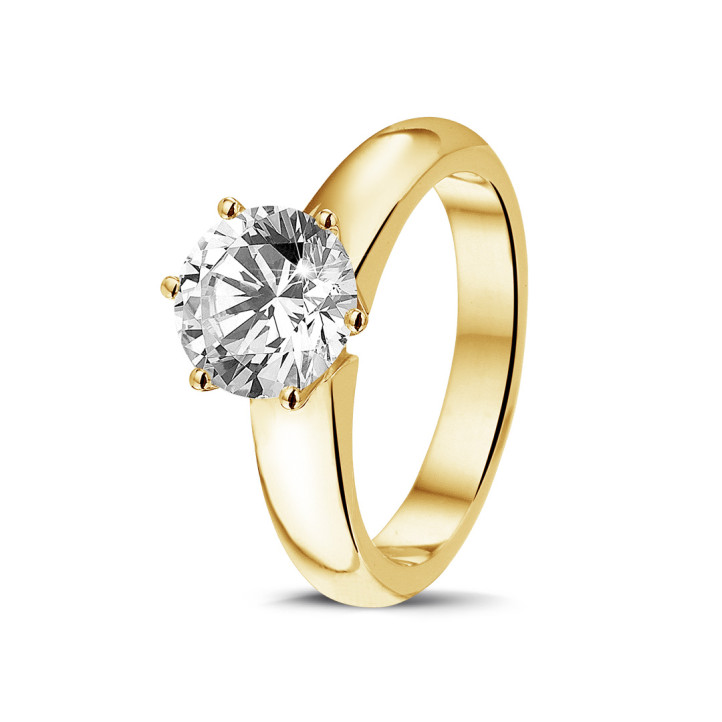 2.00 quilates anillo solitario diamante con 6 uñas en oro amarillo