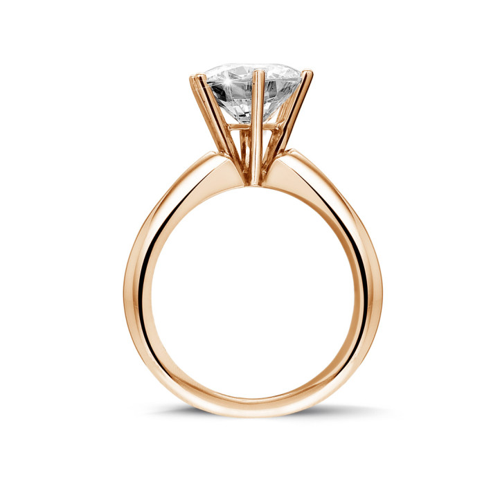 2.50 quilates anillo solitario diamante con 6 uñas en oro rojo