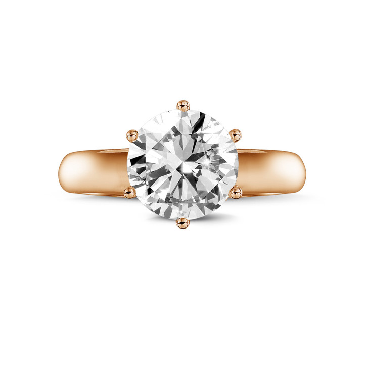2.50 quilates anillo solitario diamante con 6 uñas en oro rojo