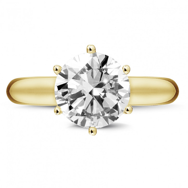 3.00 quilates anillo solitario diamante con 6 uñas en oro amarillo