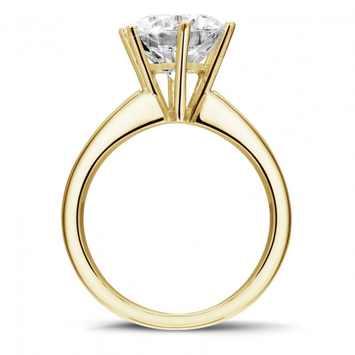 3.00 quilates anillo solitario diamante con 6 uñas en oro amarillo