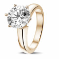 3.00 quilates anillo solitario diamante con 6 uñas en oro rojo