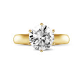 2.50 quilates anillo solitario diamante con 6 grapas en oro amarillo