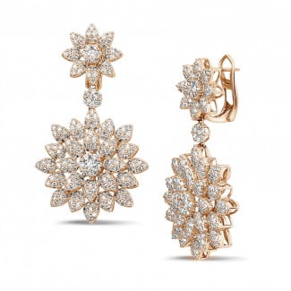 3.65 quilates pendientes diamantes flor en oro rojo