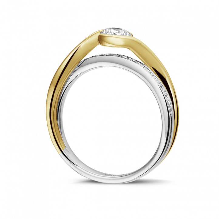 0.50 quilates anillo solitario de diamantes en oro blanco y amarillo