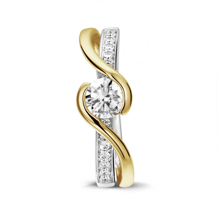 0.50 quilates anillo solitario de diamantes en oro blanco y amarillo