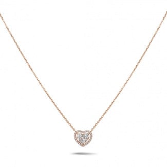 Collar oro - 0.65 quilates colgante en forma de corazón con diamantes redondos en oro rojo