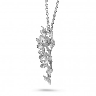 2024 Stock sale - Venta exclusiva de stock de BAUNAT (sin 30 días de devolución) - 0.35 quilates colgante diamante diseño flor en oro blanco (Disponible en talla 42cm)