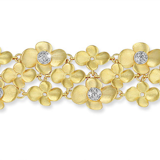 Pulseras - 0.75 quilates pulsera diamante diseño flor en oro amarillo