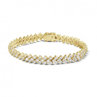 Alta joyería - 9.50 quilates pulsera de diamantes en oro amarillo con diseño de espina de pescado