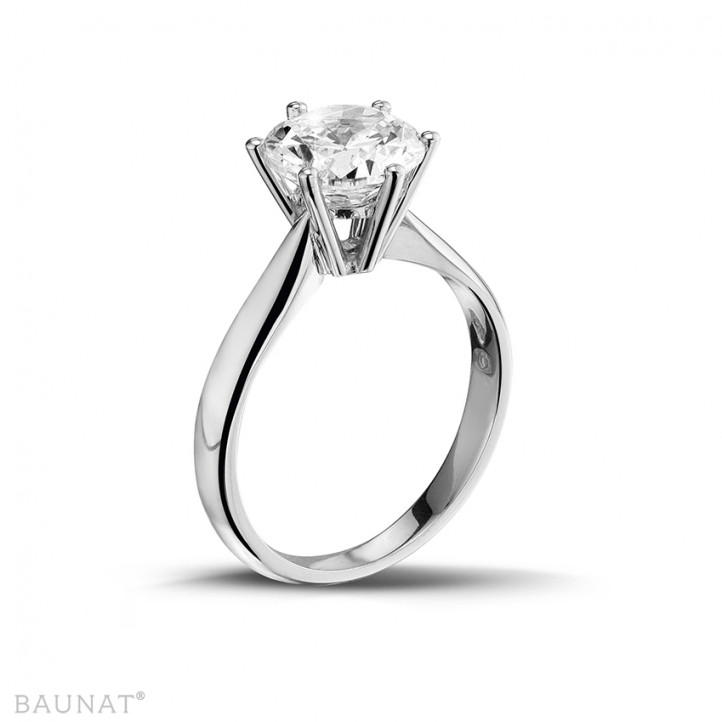2.00 quilates anillo solitario de oro blanco con diamante redondo de calidad excepcional (D-IF-EX-None fluorescencia-GIA certificado)