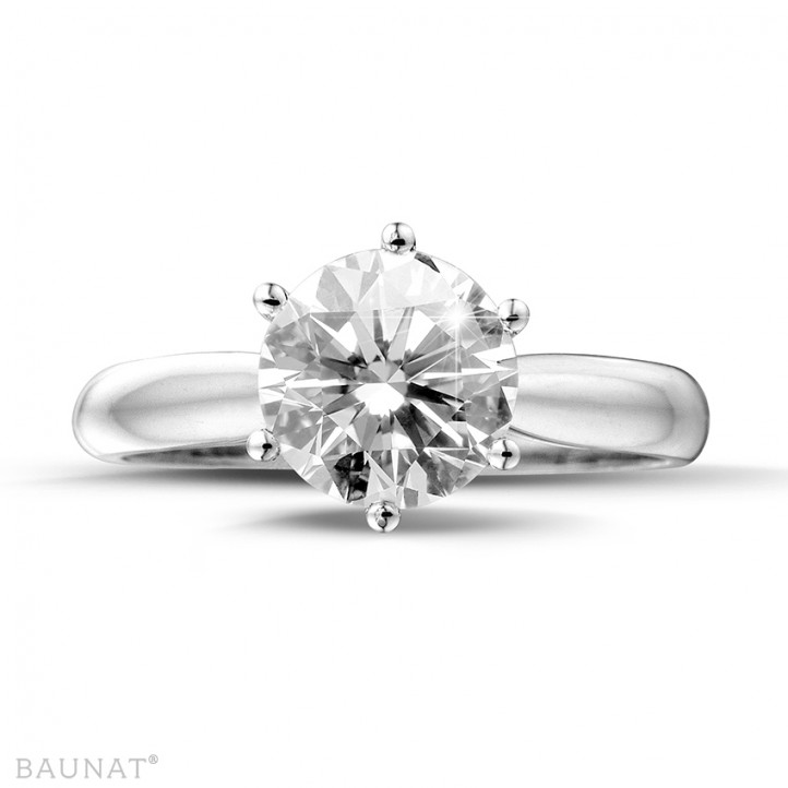 2.00 quilates anillo solitario de oro blanco con diamante redondo de calidad excepcional (D-IF-EX-None fluorescencia-GIA certificado)