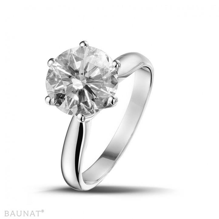 3.00 quilates anillo solitario de oro blanco con diamante redondo de calidad excepcional (D-IF-EX-None fluorescencia-GIA certificado)