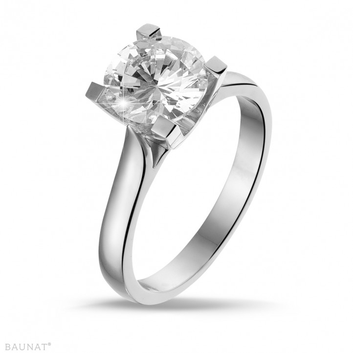 2.00 quilates anillo solitario diamante de oro blanco con diamante redondo de calidad excepcional (D-IF-EX-None fluorescencia-GIA certificado)