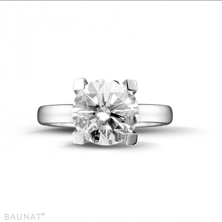 3.00 quilates anillo solitario diamante de oro blanco con diamante redondo de calidad excepcional (D-IF-EX-None fluorescencia-GIA certificado)