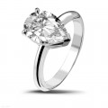 3.00 quilates anillo solitario en oro blanco con diamante en forma de pera de calidad excepcional (D-IF-EX-None fluorescencia-GIA certificado)