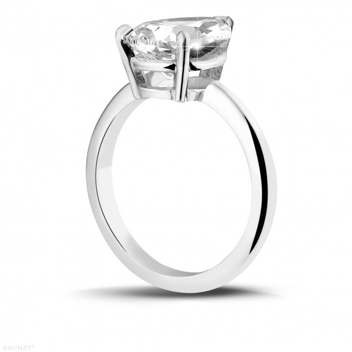 3.00 quilates anillo solitario en oro blanco con diamante en forma de pera de calidad excepcional (D-IF-EX-None fluorescencia-GIA certificado)