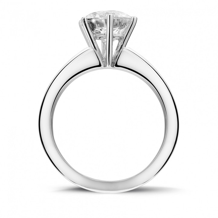 2.00 quilates anillo solitario con 6 uñas en oro blanco y diamante redondo de calidad excepcional (D-IF-EX-None fluorescencia-GIA certificado)