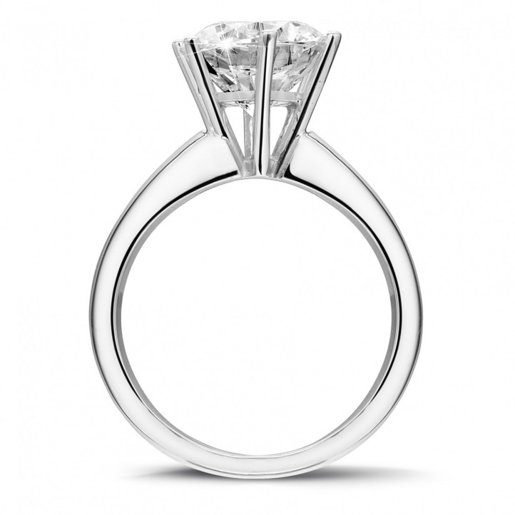 3.00 quilates anillo solitario con 6 uñas en oro blanco y diamante redondo de calidad excepcional (D-IF-EX-None fluorescencia-GIA certificado)