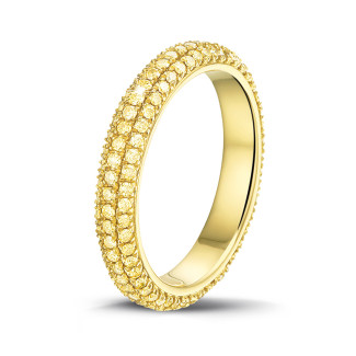 Anillos - Venta exclusiva de stock de BAUNAT (sin 30 días de devolución) - 0.85 quilates alianza de diamantes amarillos (banda completa) en oro amarillo (Disponible en talla 53)