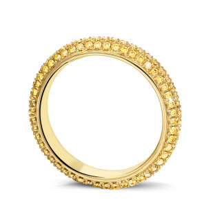 Anillos - Venta exclusiva de stock de BAUNAT (sin 30 días de devolución) - 0.85 quilates alianza de diamantes amarillos (banda completa) en oro amarillo (Disponible en talla 53)