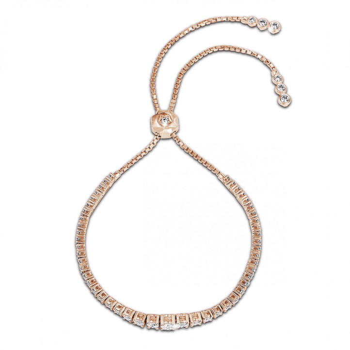 1.50 quilates pulsera degradé de diamantes en oro rojo
