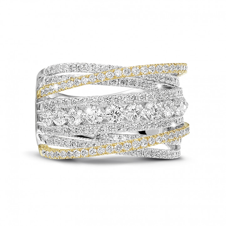 1.60 quilates anillo en oro blanco y amarillo con diamantes redondos