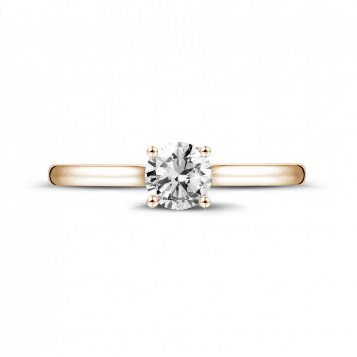 0.50 quilates anillo solitario en oro rojo con un diamante redondo y 4 uñas