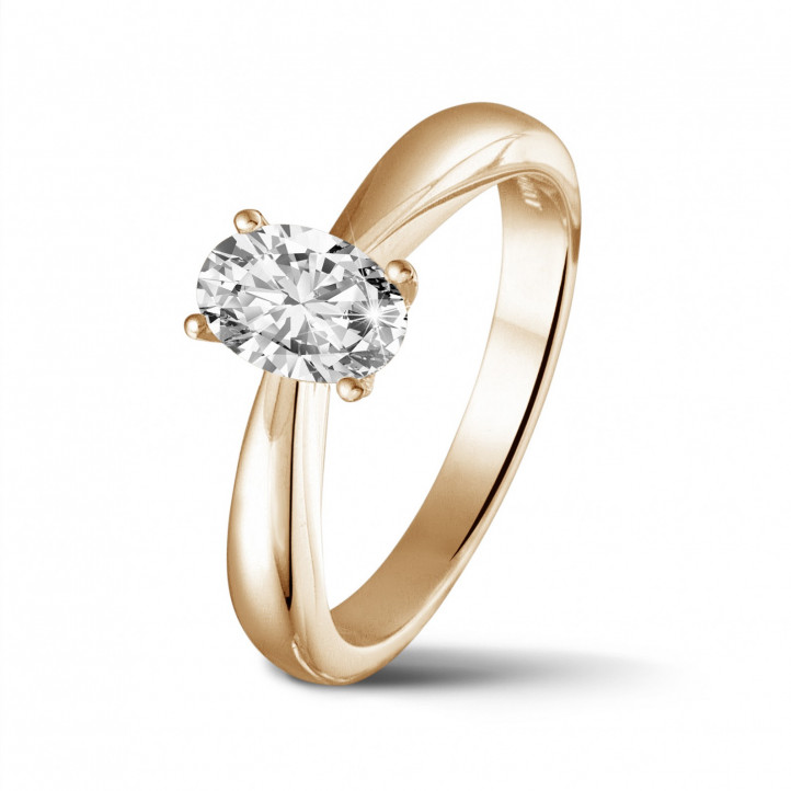 0.58 quilates anillo solitario en oro rojo con un diamante ovalado
